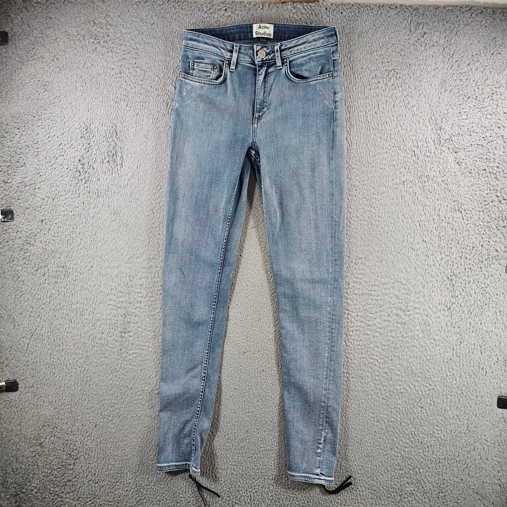 Acne Studios Skin 5 Pistol Triumph Skinny Jeans Blue Ankle Zip Womens 27/34